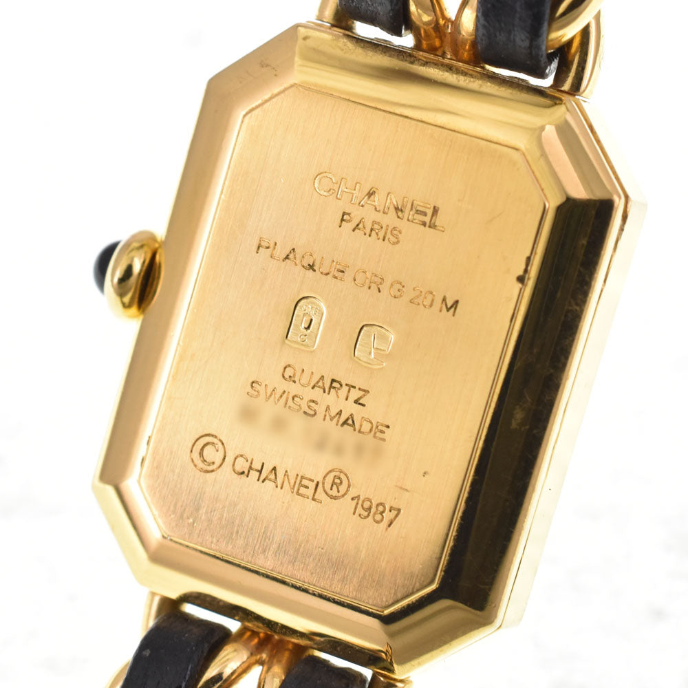CHANEL Premiere S H0001 Gold Plated / Leather black Dial Quartz Ladies
 Watch G#144725