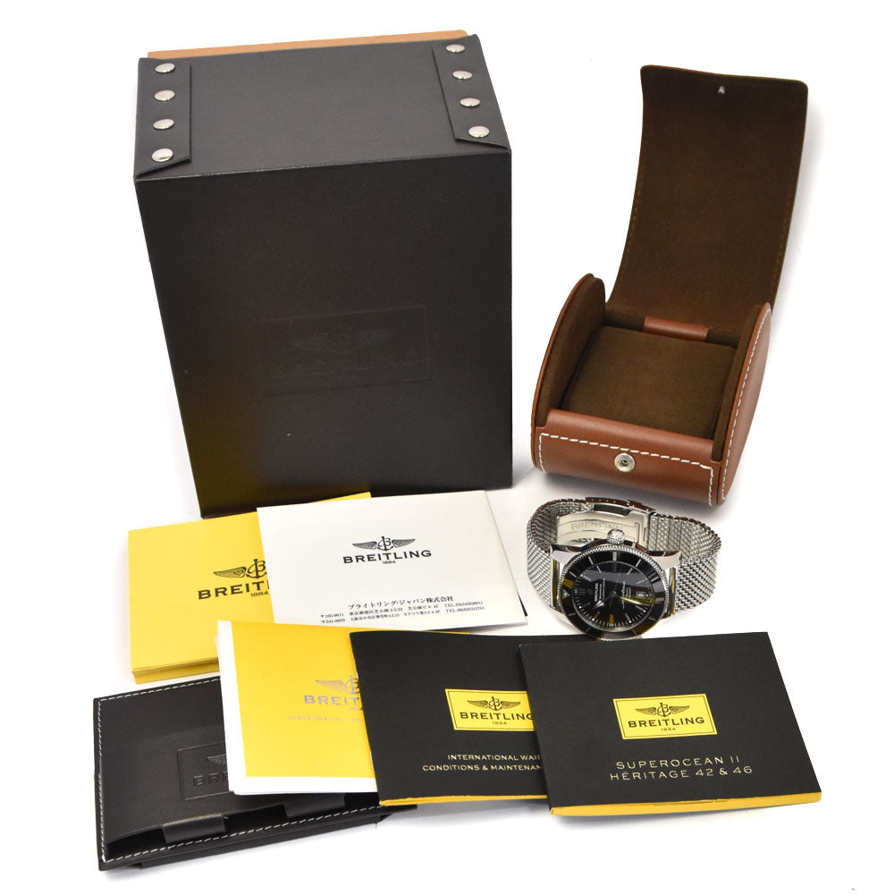 with paper BREITLING Super Ocean Heritage II AB2020 Date black Dial Automatic Men's
 Watch H#144732