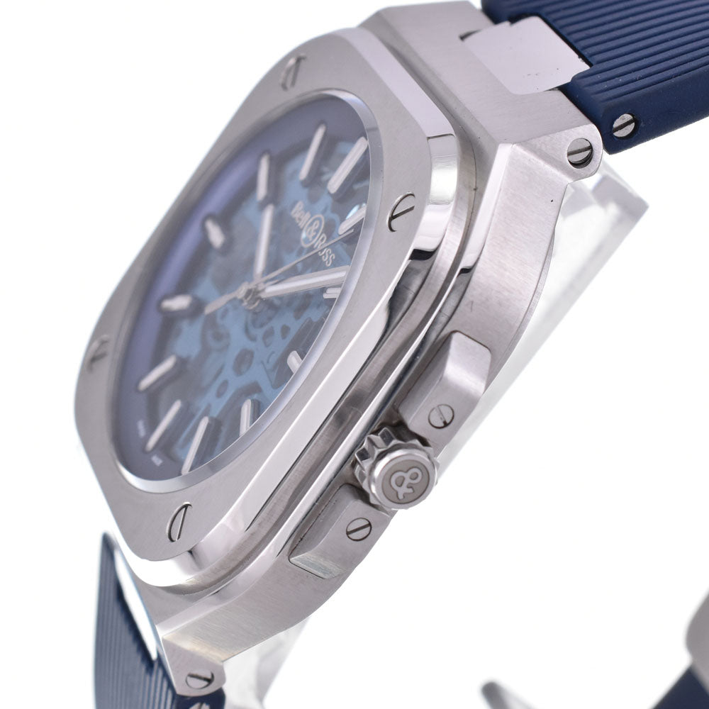 with paper Bell＆Ross BR05 BR05A-BLU-SKST/SST Stainless Steel / Rubber blue Dial Automatic Men's
 Watch H#144735