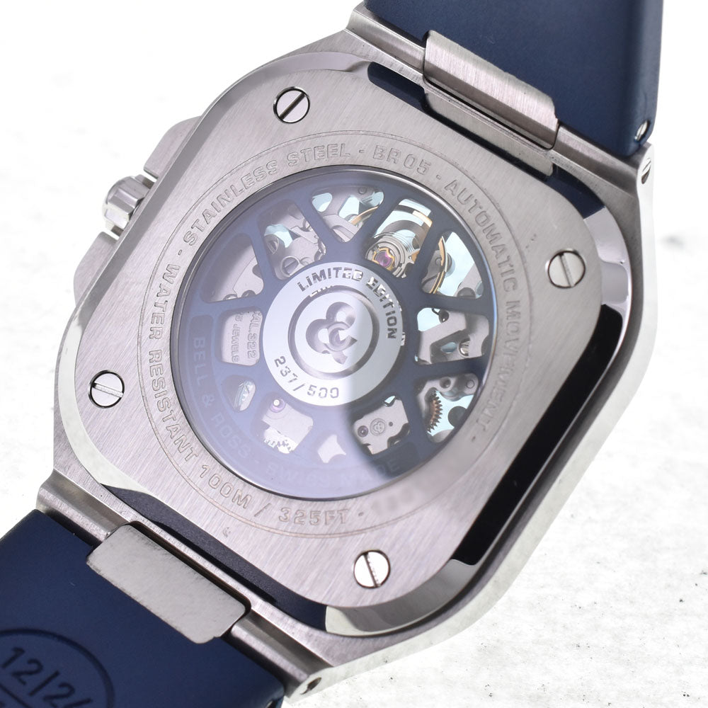 with paper Bell＆Ross BR05 BR05A-BLU-SKST/SST Stainless Steel / Rubber blue Dial Automatic Men's
 Watch H#144735