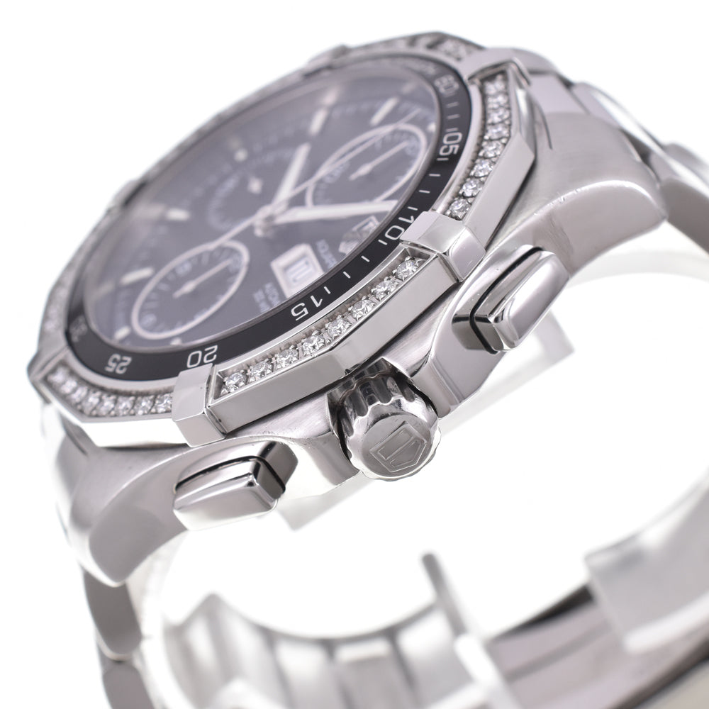 TAG HEUER Aqua racer CAF2014.BA0815 Diamond Bezel Chronograph Day Date black Dial Automatic Men's
 Watch G#144741