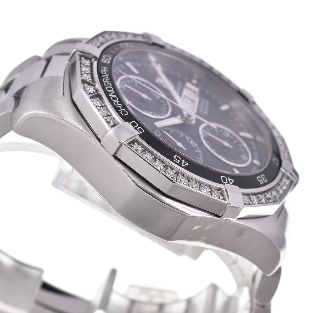 TAG HEUER Aqua racer CAF2014.BA0815 Diamond Bezel Chronograph Day Date black Dial Automatic Men's
 Watch G#144741
