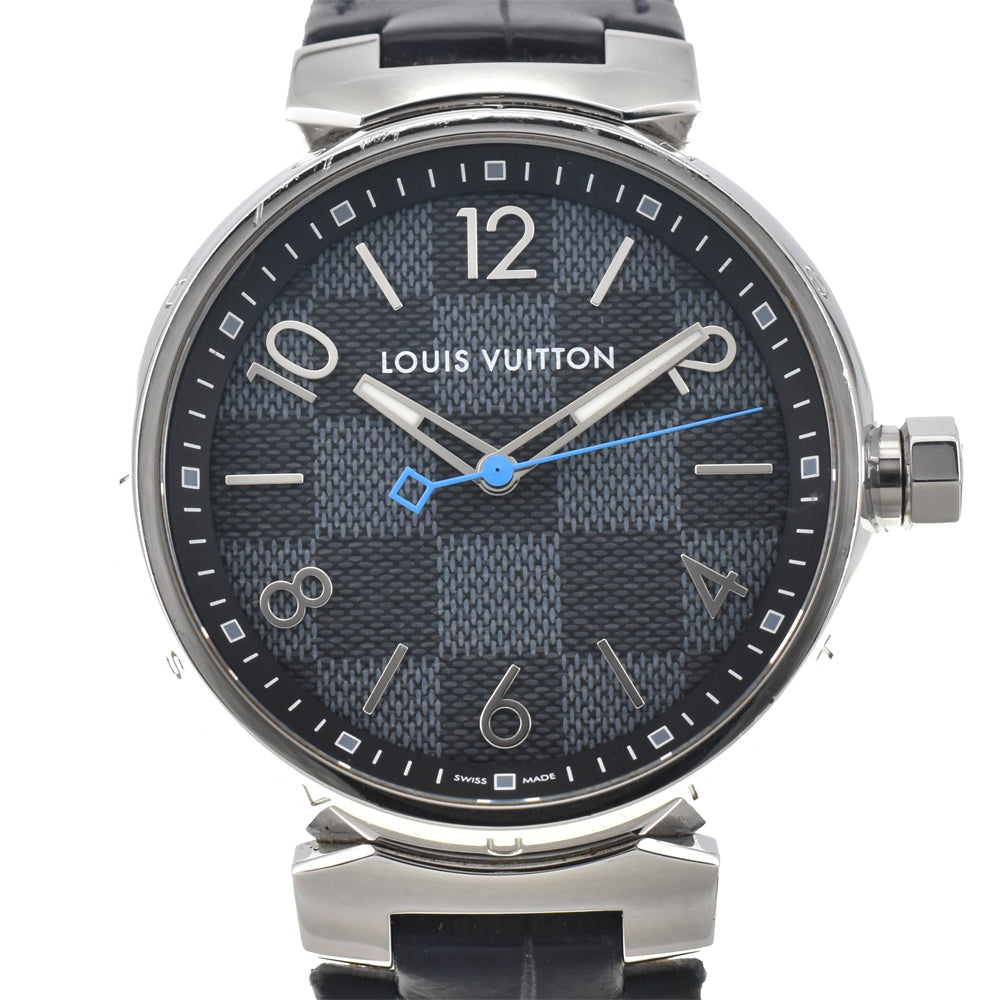 with paper LOUIS VUITTON Tambour Damier Graphite QA073 black Dial Quartz Men's
 Watch D#144745