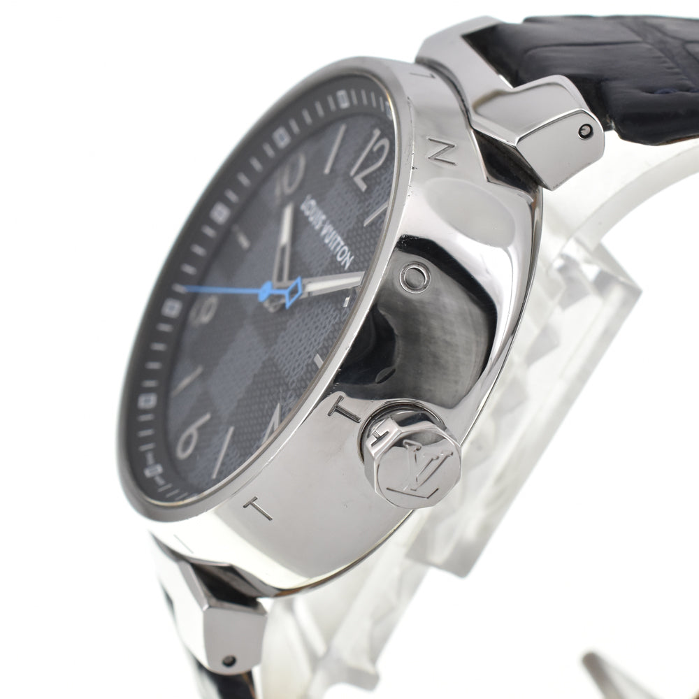 with paper LOUIS VUITTON Tambour Damier Graphite QA073 black Dial Quartz Men's
 Watch □#144745