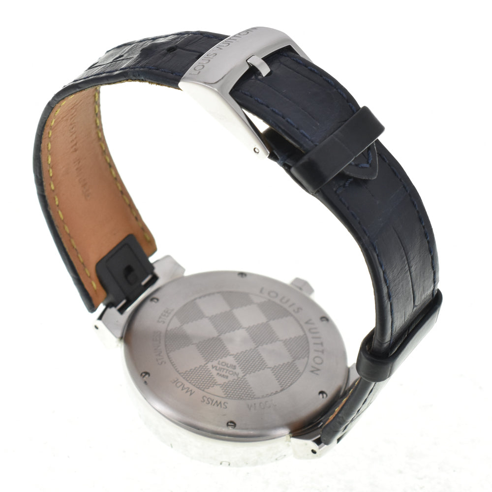with paper LOUIS VUITTON Tambour Damier Graphite QA073 black Dial Quartz Men's
 Watch □#144745