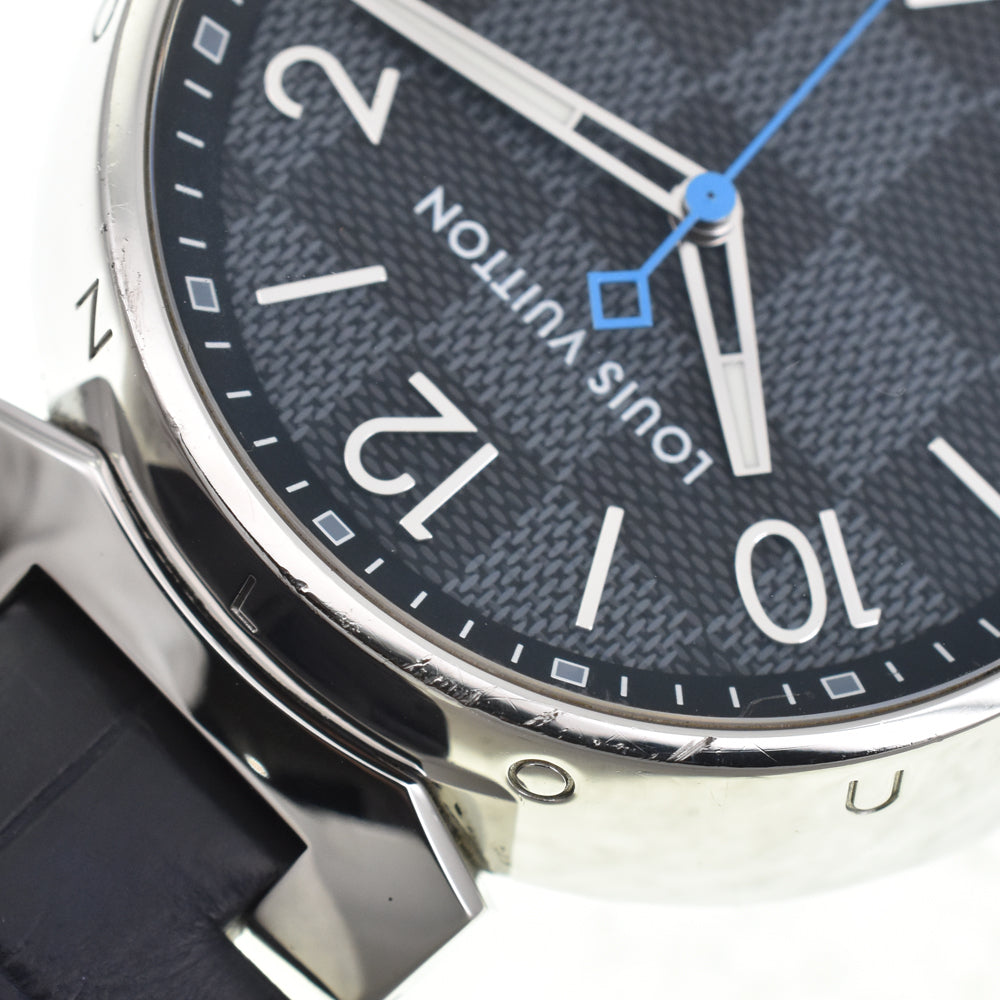 with paper LOUIS VUITTON Tambour Damier Graphite QA073 black Dial Quartz Men's
 Watch □#144745