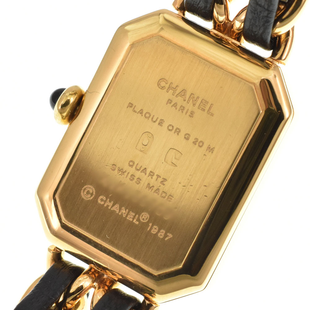 CHANEL Premiere S H0001 Gold Plated / Leather black Dial Quartz Ladies
 Watch H#144753