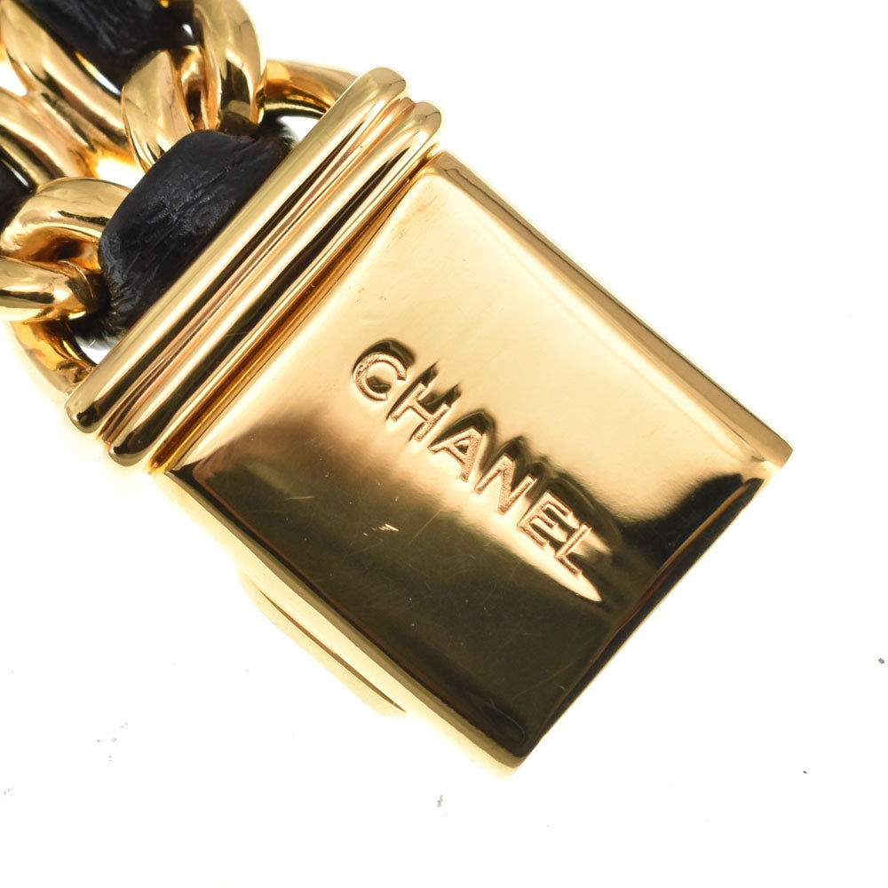 CHANEL Premiere S H0001 Gold Plated / Leather black Dial Quartz Ladies
 Watch H#144753