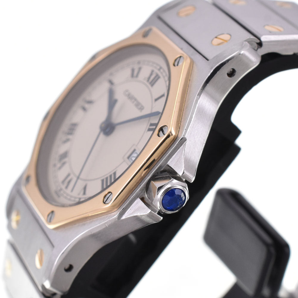 CARTIER Santos Octagon LM K18YG/Stainless Steel Ivory Dial Quartz Unisex
 Watch I#144762