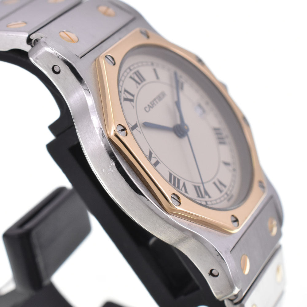 CARTIER Santos Octagon LM K18YG/Stainless Steel Ivory Dial Quartz Unisex
 Watch I#144762