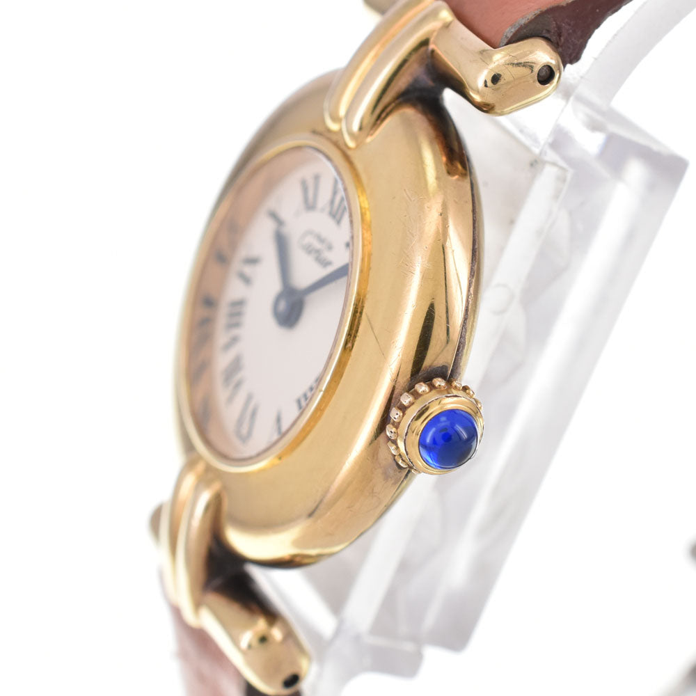 with paper CARTIER Must Collize Vermeil 590002 SV925 (Gold Plated) / Leather Ivory Dial Quartz Ladies
 Watch H#144769