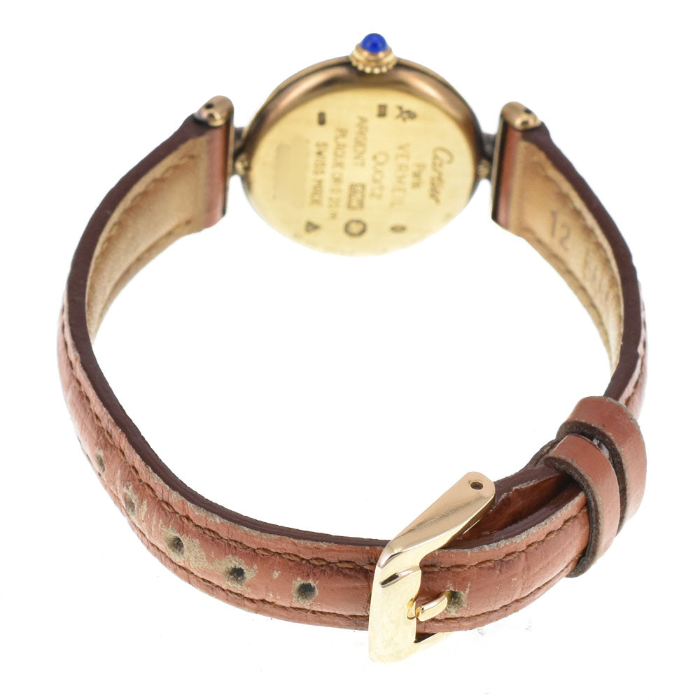 with paper CARTIER Must Collize Vermeil 590002 SV925 (Gold Plated) / Leather Ivory Dial Quartz Ladies
 Watch H#144769