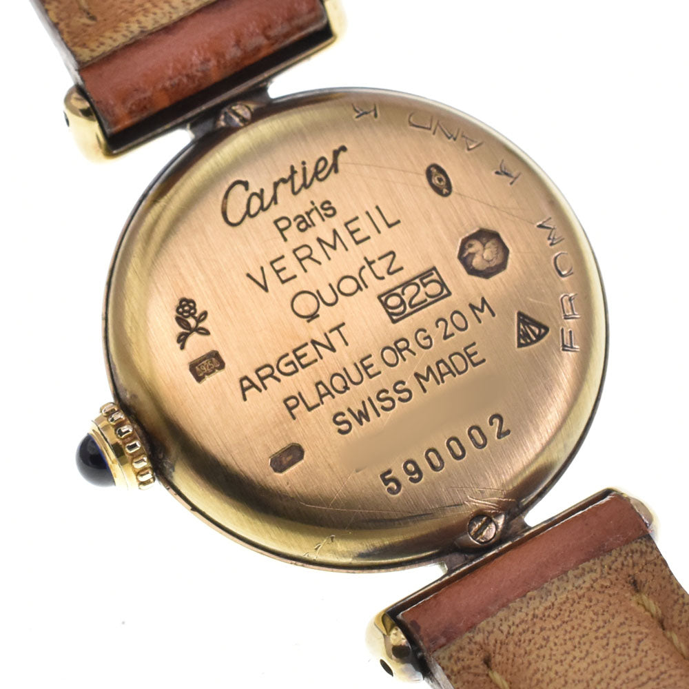 with paper CARTIER Must Collize Vermeil 590002 SV925 (Gold Plated) / Leather Ivory Dial Quartz Ladies
 Watch H#144769