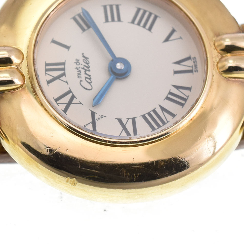 with paper CARTIER Must Collize Vermeil 590002 SV925 (Gold Plated) / Leather Ivory Dial Quartz Ladies
 Watch H#144769