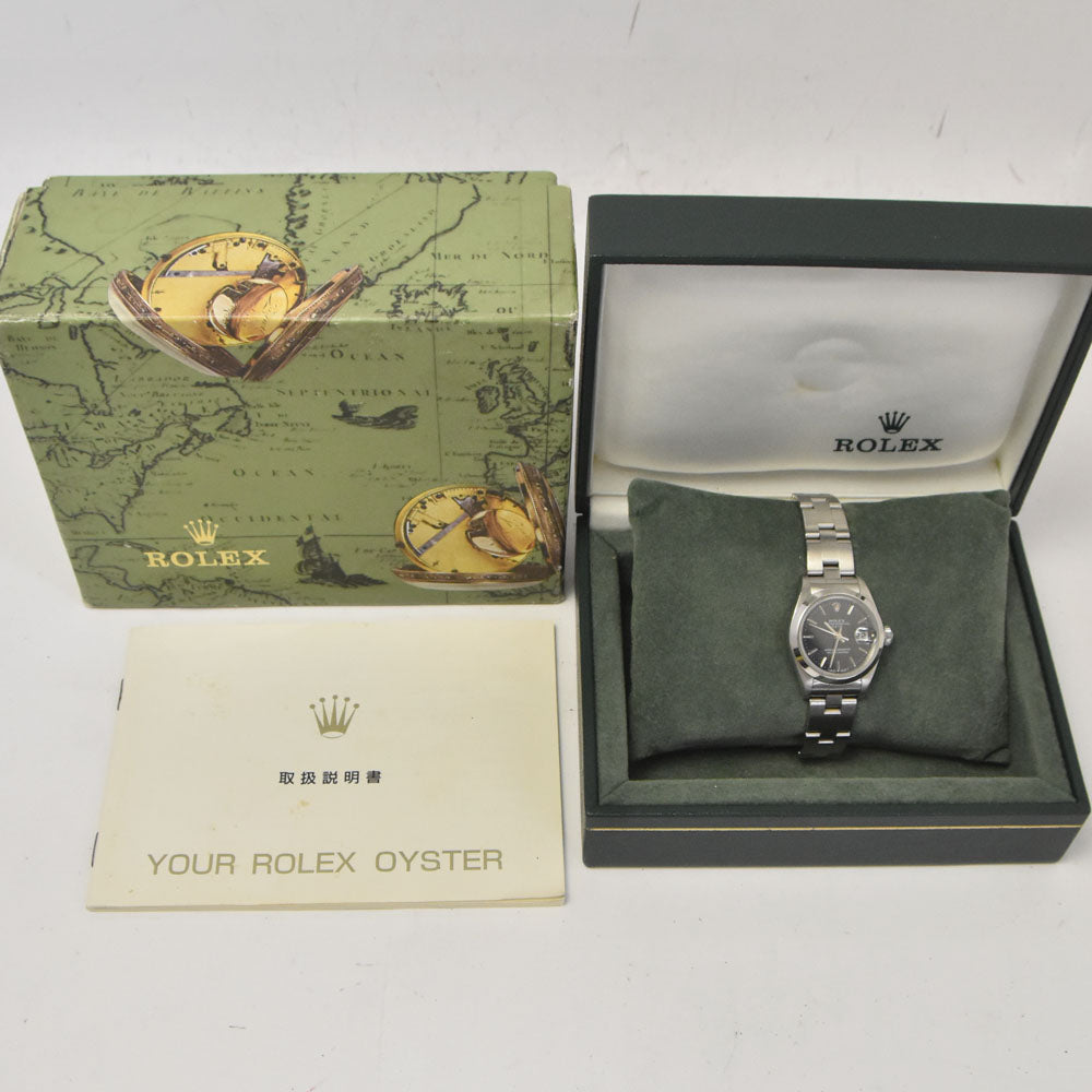 ROLEX Oyster perpetual date 69160 vintage Cal.2135 black Dial Automatic Ladies
 Watch I#144771