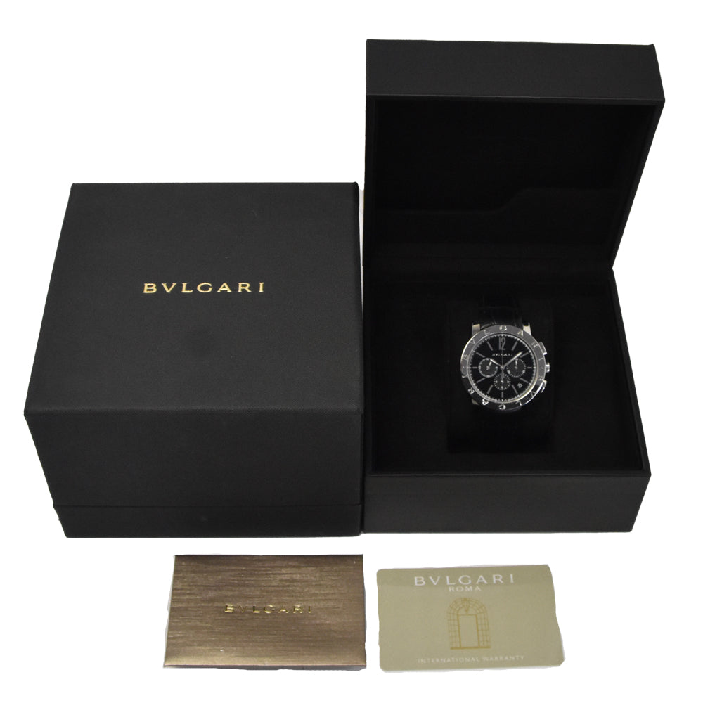 with paper BVLGARI Bvlgari Bvlgari BB41SCH Chronograph black Dial Automatic Men's
 Watch H#144790