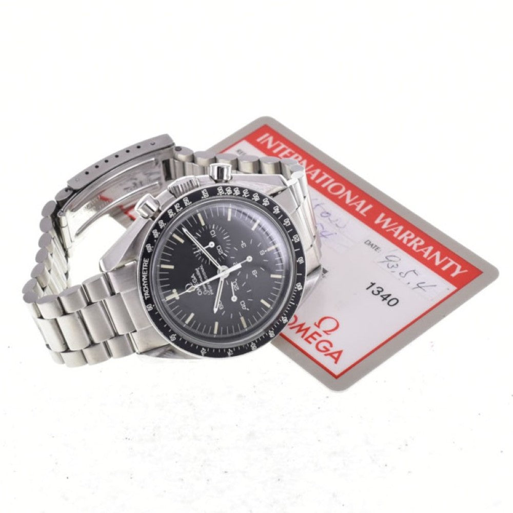 with paper OMEGA Speedmaster Professional ST 145.002﻿2 (Long r) black Dial Hand Winding Men's
 Watch E#144796