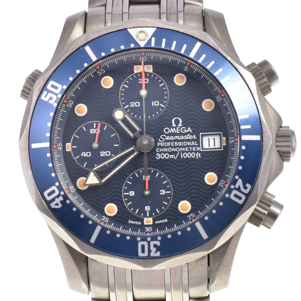 OMEGA Seamaster300m 2298.80 Titanium Chronograph Date blue Dial Automatic Men's
 Watch H#144804
