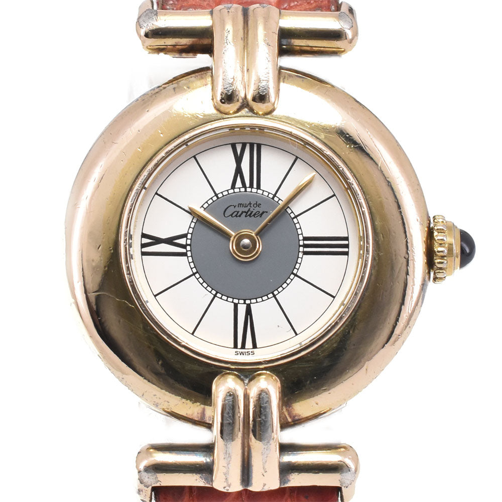 CARTIER Mastocolize SM W1004354 SV925 (Gold Plated) / Leather white Dial Quartz Ladies
 Watch E#144822