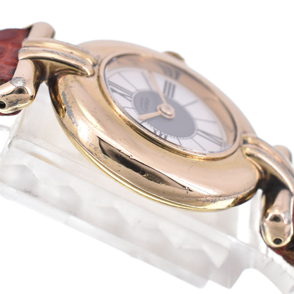 CARTIER Mastocolize SM W1004354 SV925 (Gold Plated) / Leather white Dial Quartz Ladies
 Watch E#144822