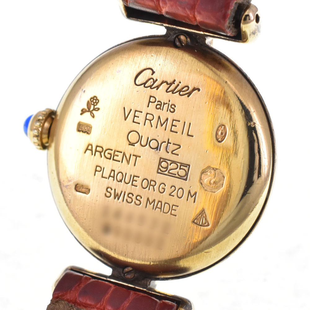 CARTIER Mastocolize SM W1004354 SV925 (Gold Plated) / Leather white Dial Quartz Ladies
 Watch E#144822