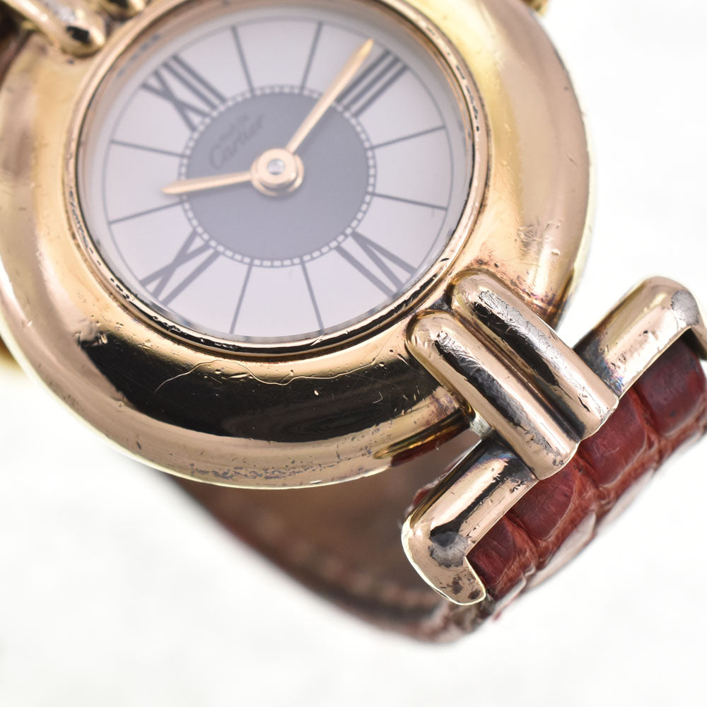 CARTIER Mastocolize SM W1004354 SV925 (Gold Plated) / Leather white Dial Quartz Ladies
 Watch E#144822