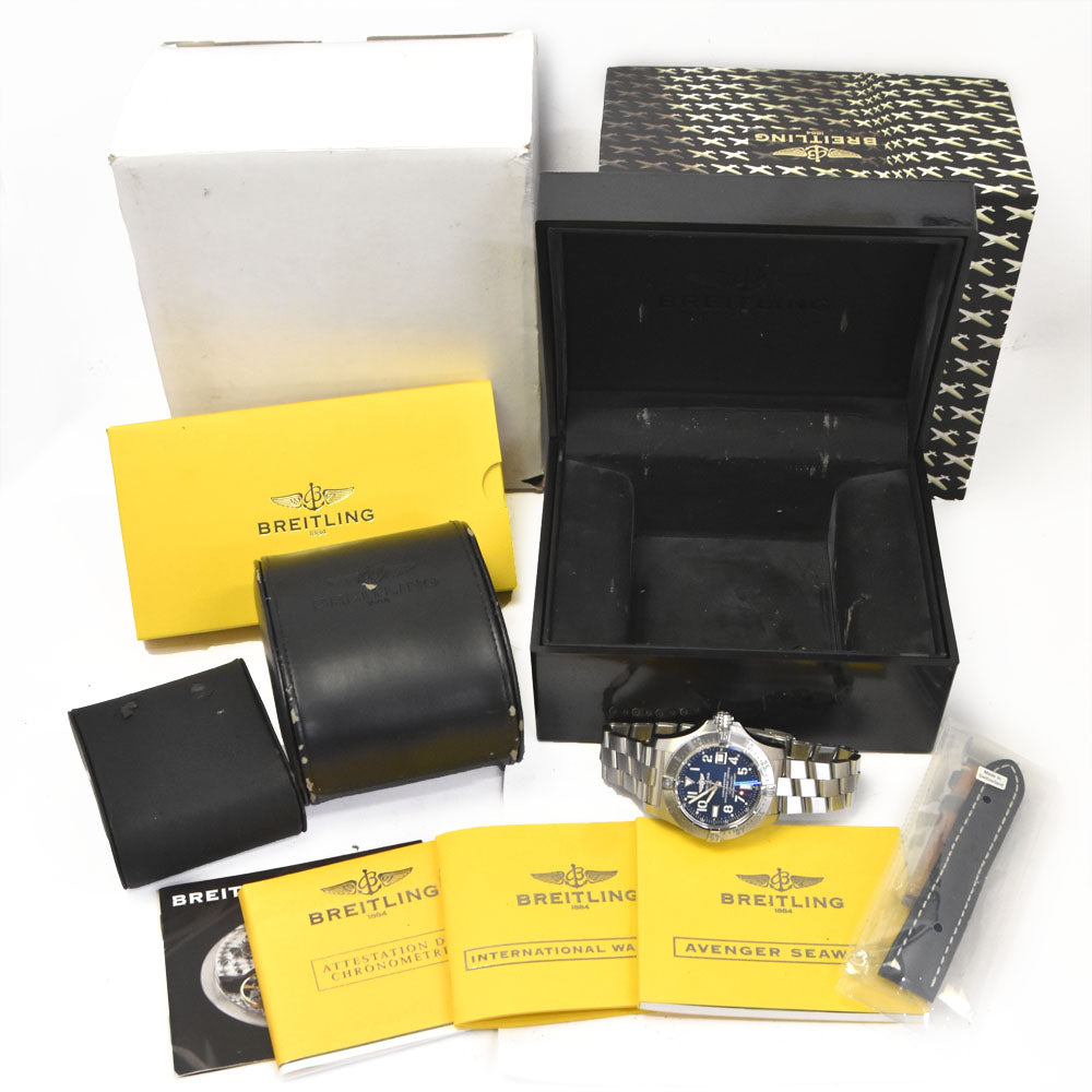 with paper BREITLING Avenger Seawolf A17330 Date Navy Dial Automatic Men's
 Watch G#144825