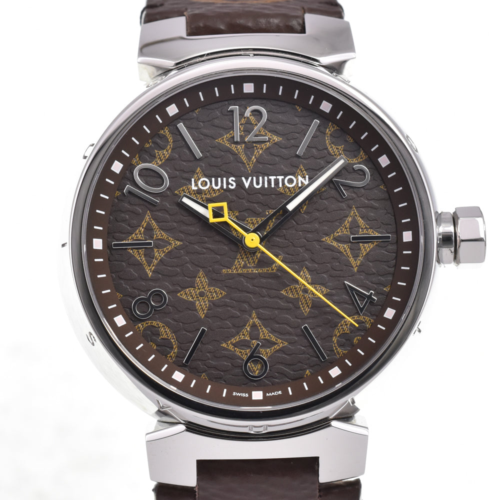 with paper LOUIS VUITTON Tambour QA072 Monogram brown (monogram) Dial Quartz Men's
 Watch H#144845