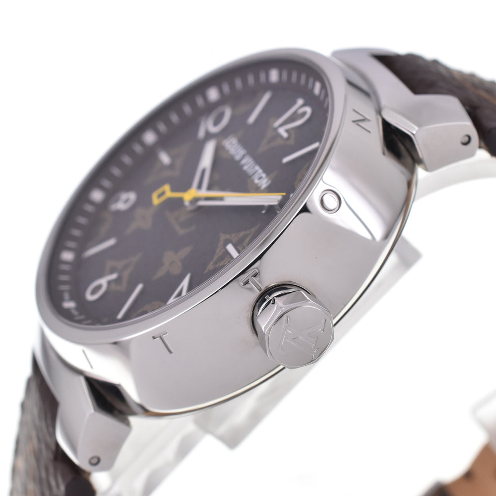 with paper LOUIS VUITTON Tambour QA072 Monogram brown (monogram) Dial Quartz Men's
 Watch H#144845