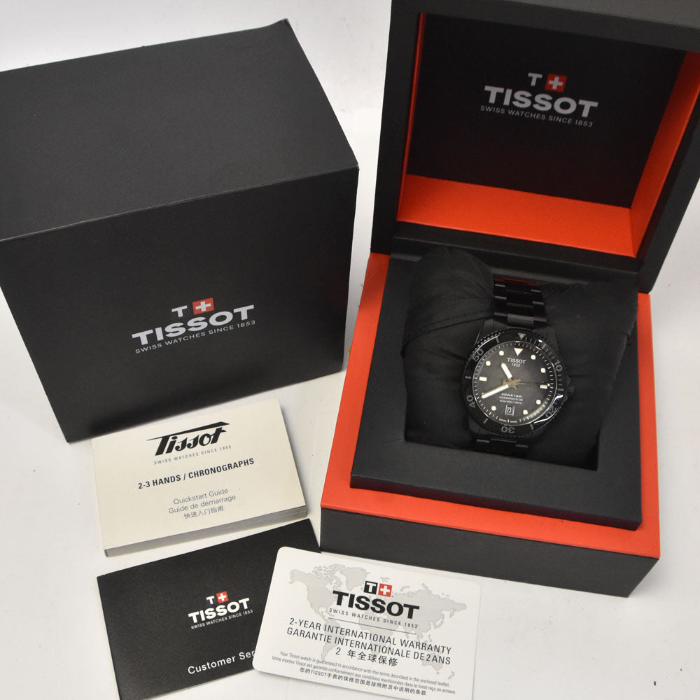 with paper TISSOT Sea star 1000 T120.807.33.051.00 Date black Dial Automatic Men's
 Watch H#144846