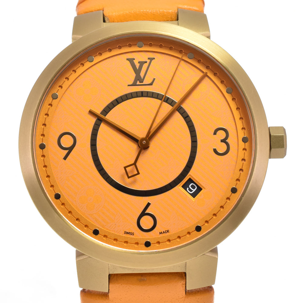 LOUIS VUITTON Tambour QA103 Date Orange Dial Quartz Men's
 Watch H#144860