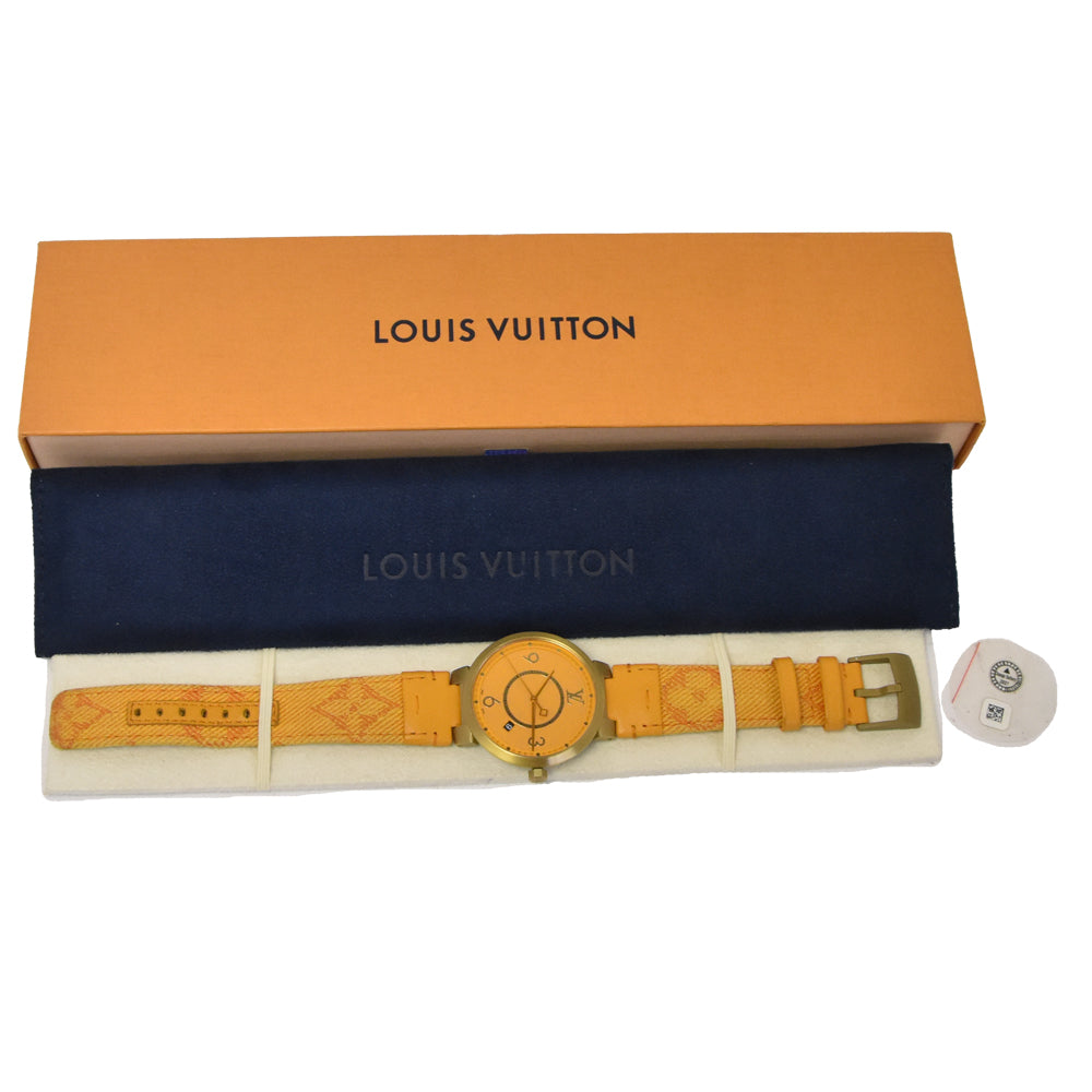 LOUIS VUITTON Tambour QA103 Date Orange Dial Quartz Men's
 Watch H#144860