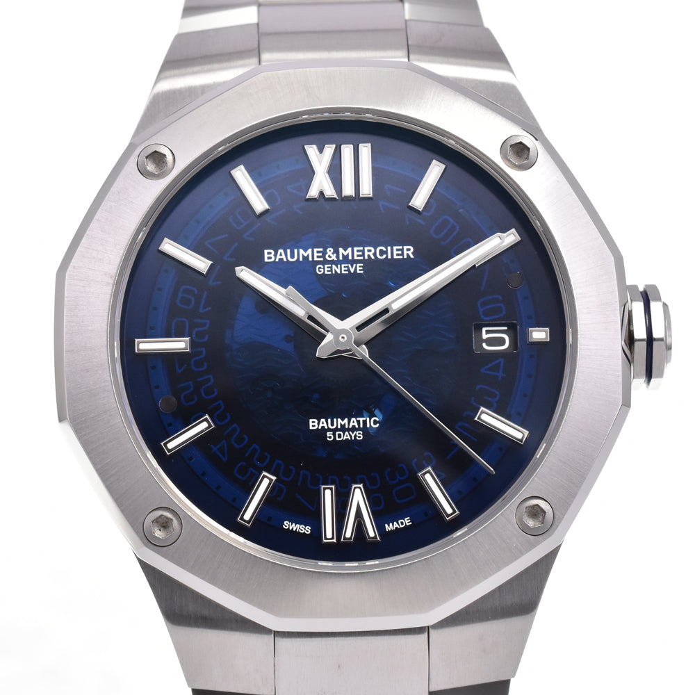 with paper Baume & Mercier Riviera Baumatic MOA10616 Date Blue (semi-transparent) Dial Automatic Men's
 Watch H#144863
