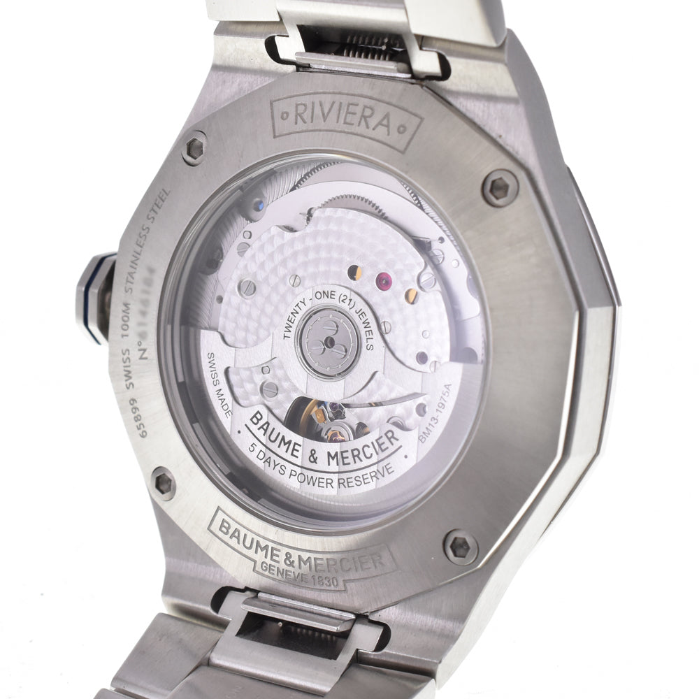with paper Baume & Mercier Riviera Baumatic MOA10616 Date Blue (semi-transparent) Dial Automatic Men's
 Watch H#144863