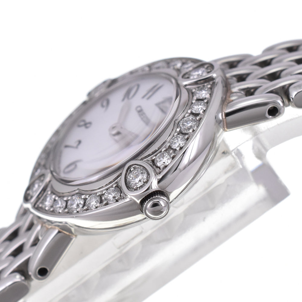 SEIKO CREDOR SIGNO 1E70-0CY0 Diamond Bezel White shell Dial Quartz Ladies
 Watch H#144865