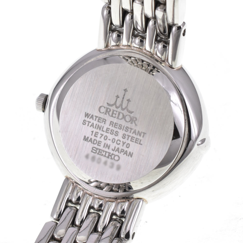 SEIKO CREDOR SIGNO 1E70-0CY0 Diamond Bezel White shell Dial Quartz Ladies
 Watch H#144865