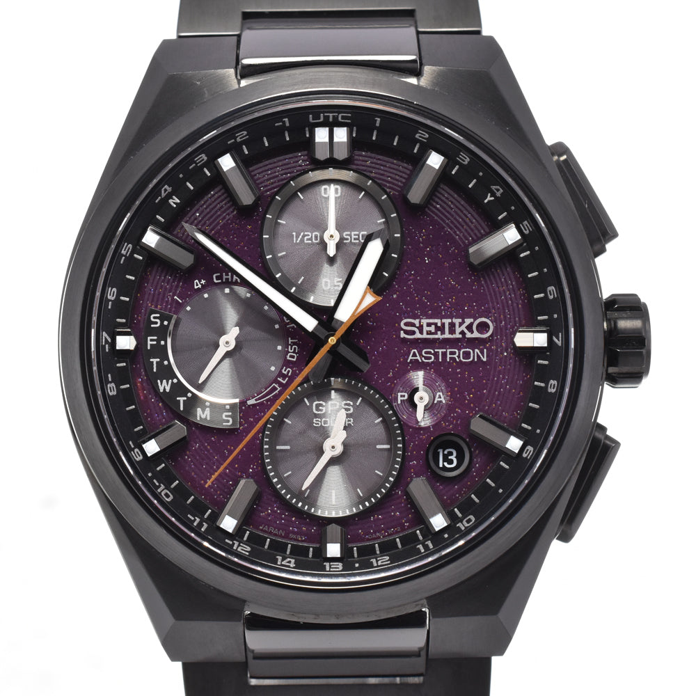 with paper SEIKO Astron Starry Sky SBXC171/5X83-0AL0 2025 Limited Edition Cherry Blossom Design dark purple Dial GPS Solar Men's
 Watch H#144876