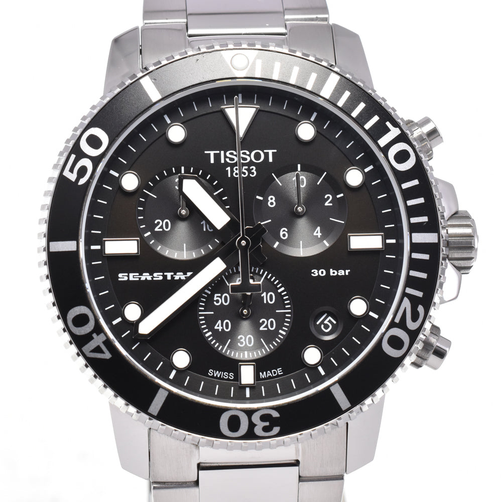 with paper TISSOT Sea star T120417A Chronograph black Dial Quartz Men's
 Watch I#144881