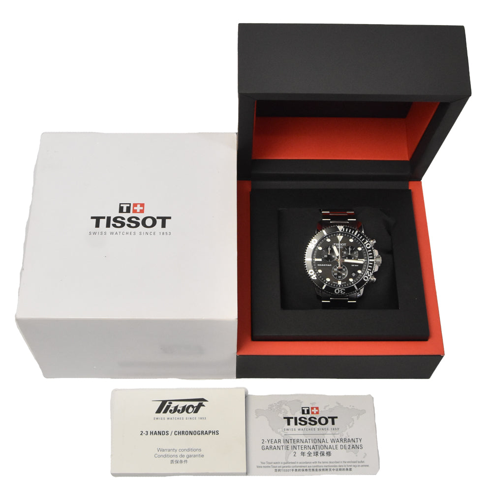 with paper TISSOT Sea star T120417A Chronograph black Dial Quartz Men's
 Watch I#144881