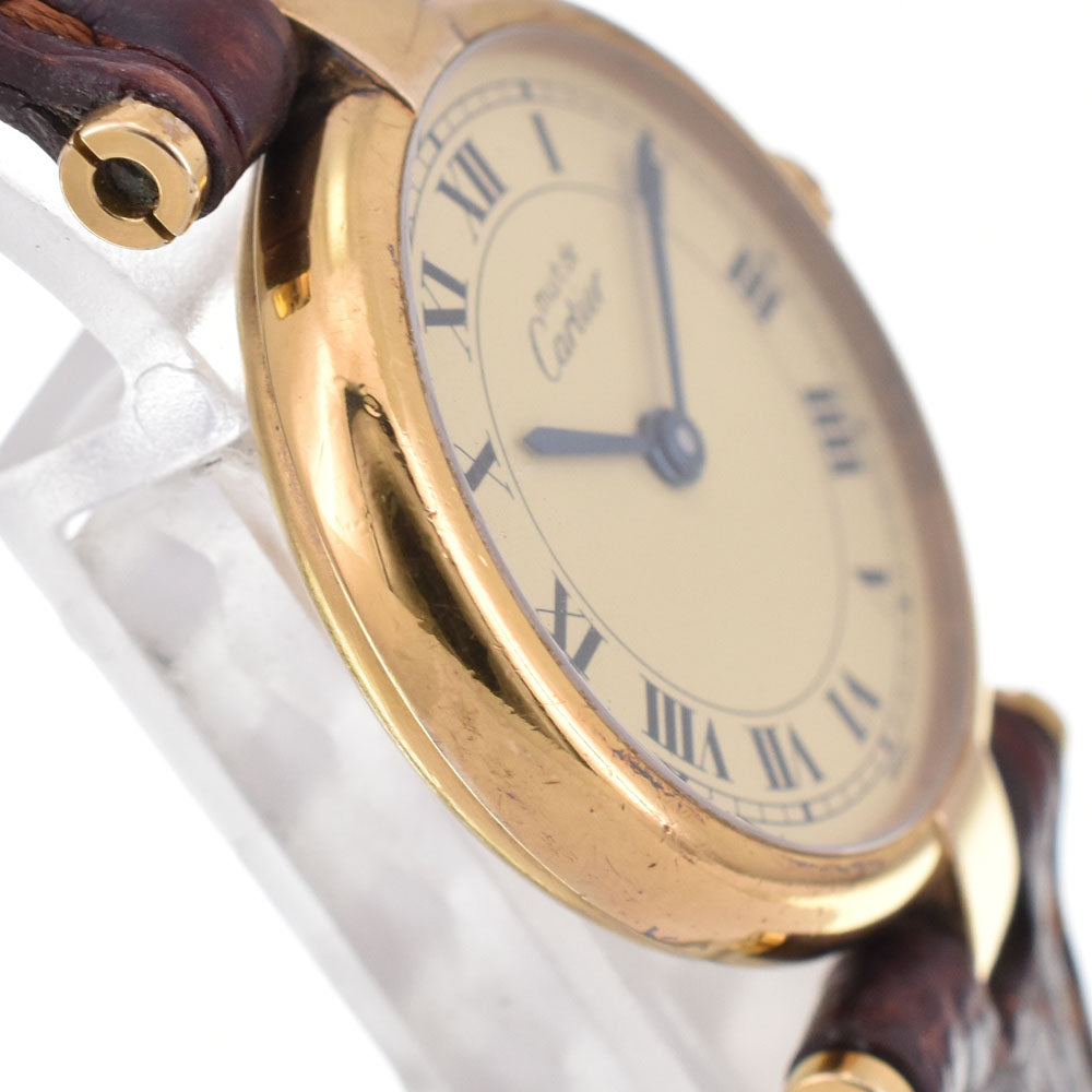 with paper CARTIER Must Vendome Vermeille 590004 SV925 (Gold Plated) / Leather Ivory Dial Quartz Ladies
 Watch H#144910