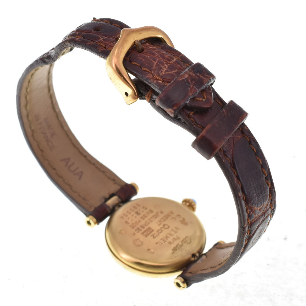 with paper CARTIER Must Vendome Vermeille 590004 SV925 (Gold Plated) / Leather Ivory Dial Quartz Ladies
 Watch H#144910