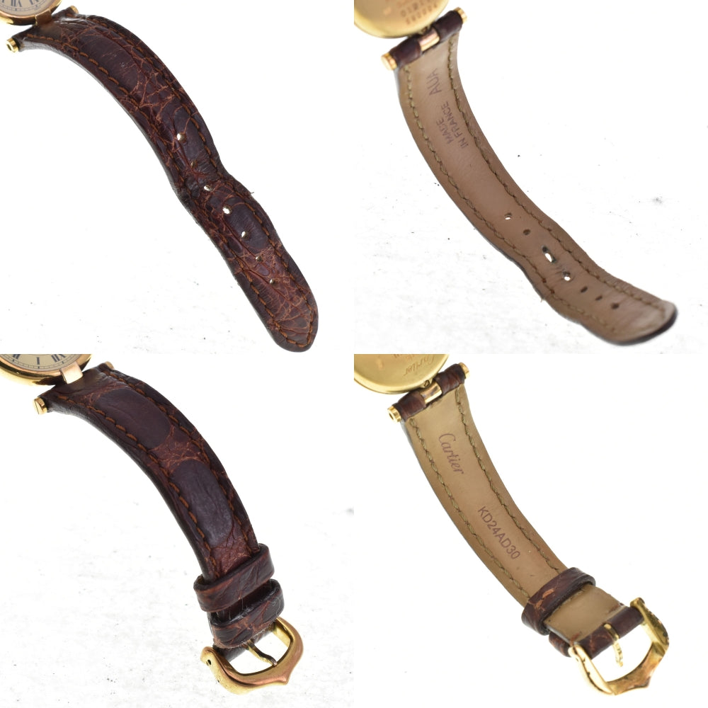 with paper CARTIER Must Vendome Vermeille 590004 SV925 (Gold Plated) / Leather Ivory Dial Quartz Ladies
 Watch H#144910