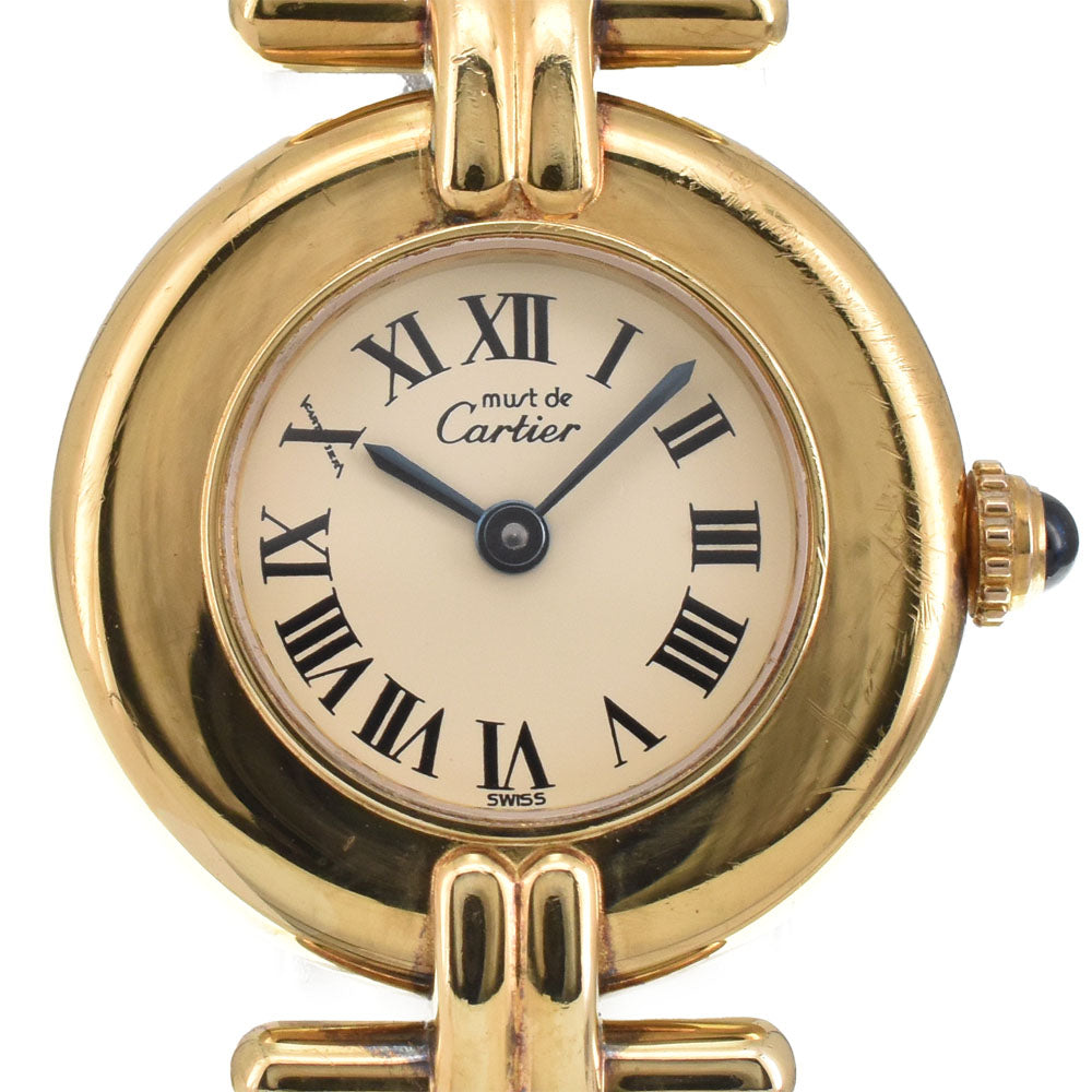 with paper CARTIER Must Collize Vermeil 590002 SV925 (Gold Plated) / Leather Ivory Dial Quartz Ladies
 Watch H#144918