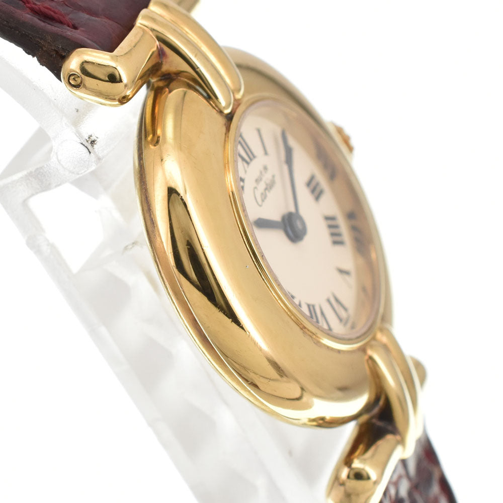 with paper CARTIER Must Collize Vermeil 590002 SV925 (Gold Plated) / Leather Ivory Dial Quartz Ladies
 Watch H#144918