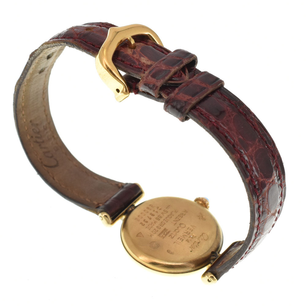 with paper CARTIER Must Collize Vermeil 590002 SV925 (Gold Plated) / Leather Ivory Dial Quartz Ladies
 Watch H#144918