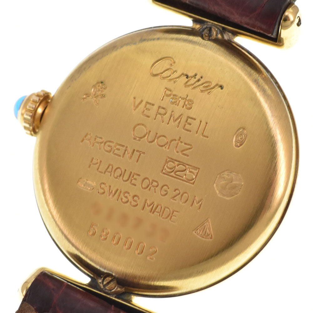 with paper CARTIER Must Collize Vermeil 590002 SV925 (Gold Plated) / Leather Ivory Dial Quartz Ladies
 Watch H#144918