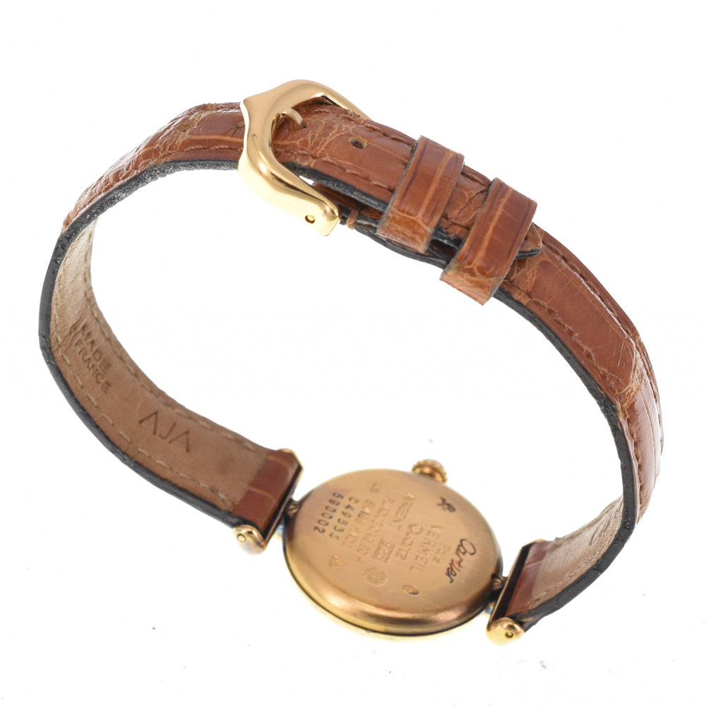 CARTIER Must Collize Vermeil 590002 SV925 (Gold Plated) / Leather Ivory Dial Quartz Ladies
 Watch G#144921