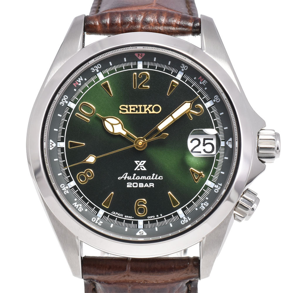 with paper SEIKO Prospex Alpinist SBDC091/6R35-00E0 see-through back date green Dial Automatic Men's
 Watch H#144927
