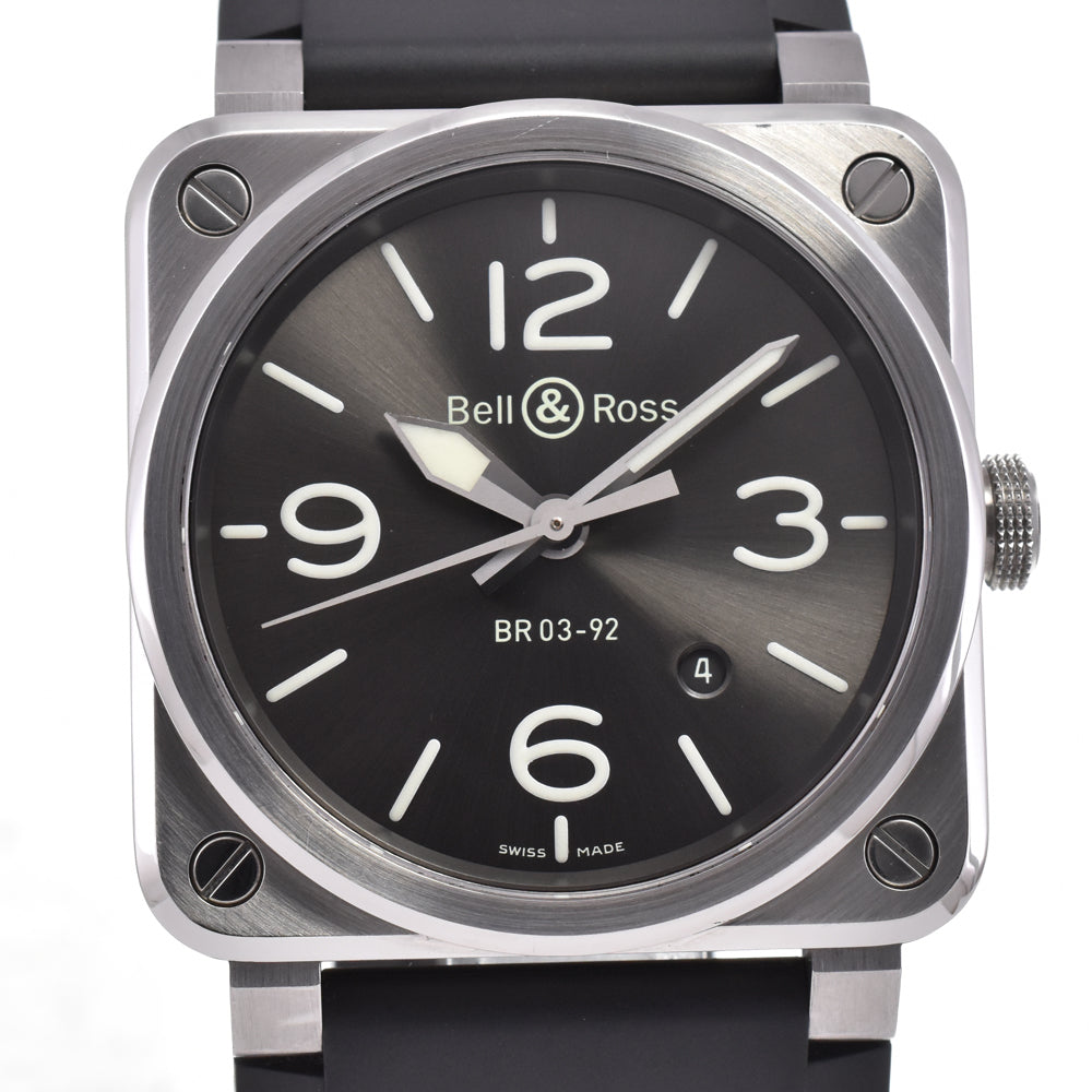 with paper Bell＆Ross BR 03-92 GREY LUM BR0392-GC3-ST/SCA black Dial Automatic Men's
 Watch H#144931