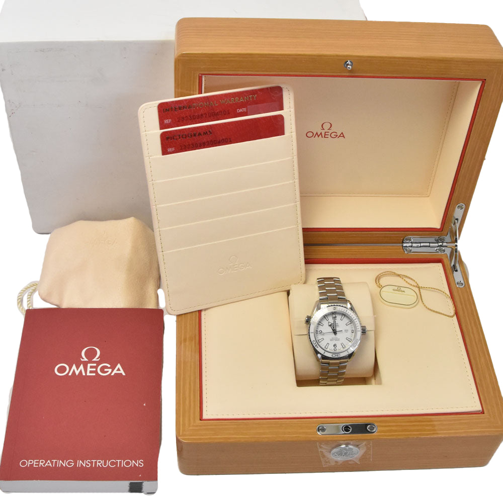 with paper OMEGA Seamaster Planet Ocean 232.30.38.20.04.001 white Dial Automatic Boy's
 Watch M#144940